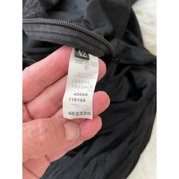 Versace Black Sleeveless Lace Trim Slip Dress V-Neck & Side Zipper Whimsigoth - Picture 11 of 16